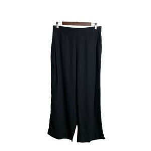 Madewell Wide Leg Linen Blend Flat Front Pants Size 6P Black